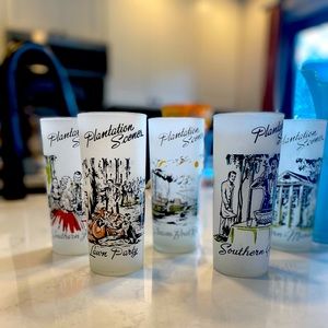 Libbey Glass "Plantation Scenes"  Iced Tea Glasses, Set of Five Scenes